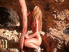 Young horny couple fucking behind the rocks at the beach - Amateur LeoLulu (18+)