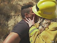 Bigboob Trans Firefighter Rides Dick And Licks Ass For Cum