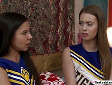 Jill Kassidy shares her 1st lesbo experience. Her classmate Milana May desires to try it so this babe kissed her. That babe's fing