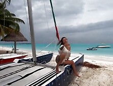 Glamorous Olesya Malibu on the ocean