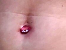 Gagged belly button torture