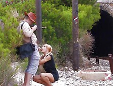 Pretty Blonde Dresses Up For A Hot Time.