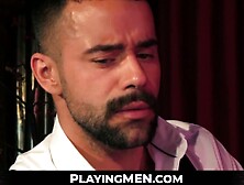 PlayingMen. com - Executive in a suit dominates his pretty muscular employee with inte