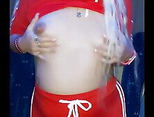 Alina modelista porn star looking alluring with red training suite sbowing her bum