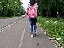 Eva Wetting Her Jeans In The Lake Park