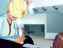 Cartoon bitch making hand-job in the swimming pool