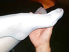 Touching My Turquoise Pantyhose Feet