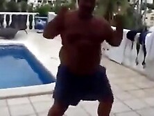 Fat Latin Daddy Strips Outdoors With His Bear