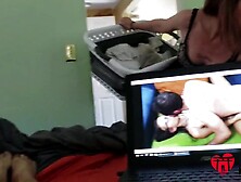 Roommate doing Laundry Walks In, Watches me Jerk and Cum