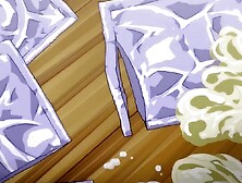 Busty anime girl sucks a big cock and swallows a lot of spunk