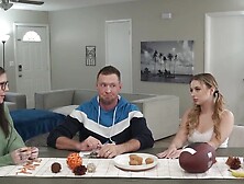 Hot Cheerleader Gets Her Twat Destroyed After Family Dinner