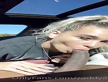 Penis luving ash-blonde is providing a oral pleasure to a mate,  in his truck,  before pummeling him
