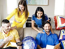 Pretty Fresh Girls Strip Down And Pound Their StepDads To Celebrate Step-Father's Day