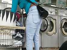 Laundromat Creep Shots 2 Sluts With Round Asses And No Bra