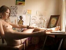 Spying on stepsister rubbing her shaved slit