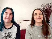 Casting Desperate Amateur Alisha Olivia and Milo Getting their tight pussies sexed