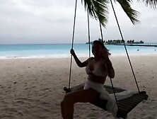 Hawt Olesya Malibu swings on a swing in the Maldives
