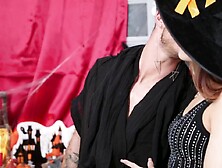 The nasty gals made a desire to have a three-some for Halloween