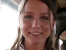 Girl Spoils with a member in public transport