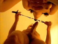 Engulfing his large hard jock,  and being teased with a ball gag