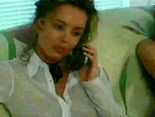 Hot lesbos pleases each other's hatchets using dildo