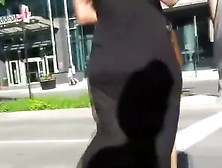 Girl In Long Black See Through Dress