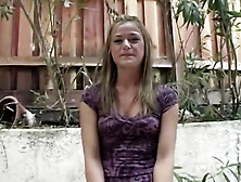 Skinny Blonde Teen 18yo Takes Giant Cock Deep Throat Blowjob Creampie