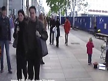 Slim girl naked in public