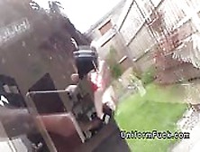 Fake Cop Spys Blonde Teen From Backyard