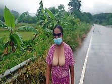 Charming Aunty Breasts Show In The Midst Of Gorgeous Nature