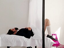 A sly gynecologist inserts his rod into his patients during consultations.