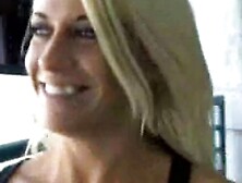 Rips off girls top on busstop!