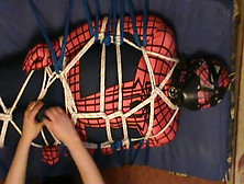 Tied Spiderman On The Guest Bed