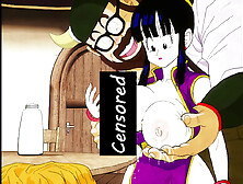 Horny brunette MILF in a sundress gets down in a wild dragon ball z hentai scene