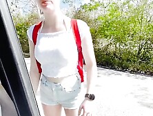 She pays the car ride with blowjobs, hitchhiker sex, car blowjob, sex by the beach, teenage blowjob by the beach