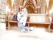 Couple sex play in a church