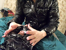 Milfycalla My Friend Cum 3 Times On My New Black Shiny Puffy Downjacket!-174