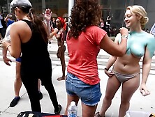 nude models - Body Painting in City Hall