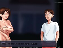 Stepmom with big boobs and big ass gets horny talking about my giant dick with her MILF stepsister. She came out of the pool com