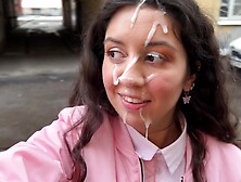 Poked and went to college with jizz on her face - Cumwalk