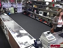 Desperate babe Charlie Harper sells her watches and pussy