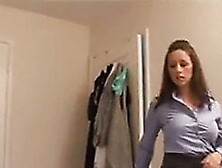 Angry step mom gives her boyfriend a harsh handjob