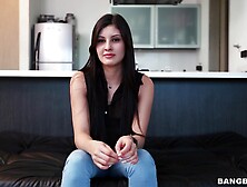 Gorgeous brunette Samanta Lopez takes off her jeans to ride