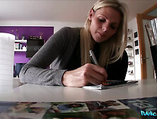 English Lesson Turns Into A Good Fucking For Busty Blonde 1