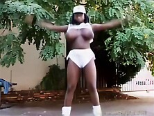 EE Big Black Tits on Trampoline Upscaled