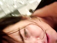 OW! U’re hurting me! Green eyed cutie enjoys giant rock hard penis