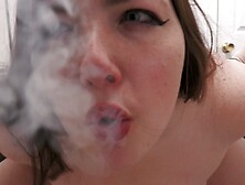 Teen Bbw Rides Dildo While Smoking And Makes A Mess