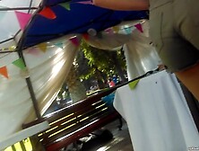 Two tight candid teen shorts asses close up