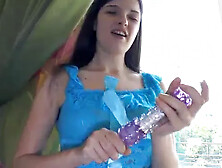 Lima Enjoys Her Purple Vibrator As She Masturbates