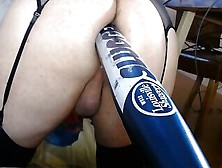 Huge Bat In My Ass Followed With Magic Wand To Cum